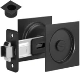 goldenwarm Black Pocket Door Lock with Finger Pull, 2 3/8 Inch Non-Adjustable Latch Square Pocket Door Hardware, Matte Black Sliding Pocket Door Privacy Lock - 1 Pack