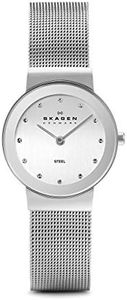 Skagen Freja reloj para mujer, movimiento de cuarzo con correa de acero o piel, Tono plateado, 26MM