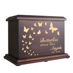 Cremation Memorial Urns for Human Ashes Adult Male Female, Wooden Urns Box and Casket for Ashes Men Women Child, Large Burial Funeral Urns for Ashes, Holds Up to 270 LBS