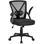 Yaheetech Office Chair Ergonomic Desk Chair Swivel Computer Chair with Flip-up Armrest Lumbar Support & Adjustable Height Modern Executive Manager Work Chair for Home and Study, Black