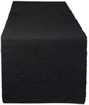 DII Basic Everyday Ribbed Tabletop 100% Cotton, Table Runner, 13x72, Black