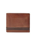 Fossil Men's Quinn Leather Bifold with Flip ID Wallet, BROWN, (Model: ML3644200)