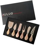 AULUO Cheese Knives Gift Set of 6, Stainless Steel Cheese Knife Set Wooden Handle, Gifts for Cheese Lovers