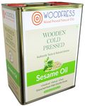 WOODFRESS Pure & Natural Cold Pressed Sesame Oil - 3 Litre, Wood Pressed Gingelly Oil, Rich in Omega 6 & 9, Til Oil for Cooking, Healthy Til ka Tel, White Sesame Woodpress, Til Oil Cold Pressed, Metal Tin 3L