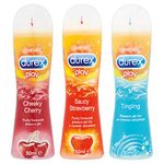 Durex 3 x Lubes Bundle, Cherry 50ml, Tingling 50ml, Strawberry 50ml