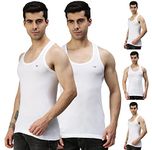 Lux Cozi Men's Pack of 5 Solid White2 Vest(Size : Large)