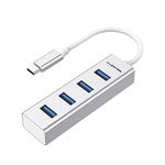 LENTION USB C Hub with 4 USB 3.0 Ports Compatible 2021-2016 MacBook Pro 13/15/16 M1, Mac Air & Surface, iPad Pro, Chromebook, More, Stable Driver Certified Ultra Slim Adapter (CB-C22s, Silver)