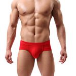 Drelaar Men's Flex Pouch Boxer Trunks Underpants Low Rise Underwear Briefs Medium Red