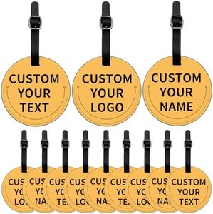 Custom PU Leather Luggage Tags with Logo Text Image QR Code,Personalized Round Bag Tag, 9.5cm Travel Accessories for Suitcases & Travel Bags (30)