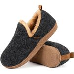 LongBay Women's Fuzzy Felt Slippers Memory Foam Closed Back Ladies Slippers with Warm Fleece Lining Indoor Outdoor House Shoes, Anti-Slip Rubber Sole