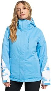 Roxy Women's Jetty Block Snow Jacket with DryFlight Technology, Azure Blue Clouds, Medium