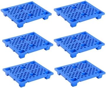 6 Pcs Blue Plastic Pallets, Lightweight Moisture-Proof Waterproof Floor Pallets, Interlocking Pallet with Breathable Grids, Applicable to Indoor and Outdoor, Garages, Kitchen, Basement and More