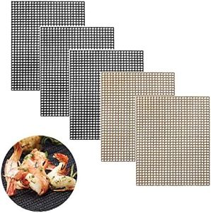 Gurxi 5 Piezas Alfombrillas De Malla Para Barbacoa, Estera De Malla Para Parrilla De Barbacoa, Non-Stick Bbq Grill Mesh Mat,Grill De Malla Reutilizables Para Asar a Parrilla Cocinar 40 x 33 Cm