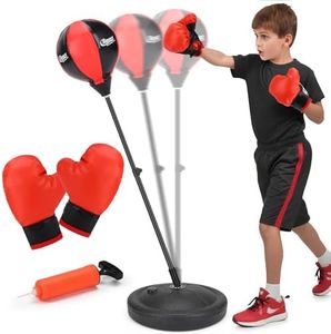 Kids Punching Bag Toys with Boxing Gloves, Boxing Bag Sets with Height Adjustable Stand for Kids Boxing Bag Toy Set for 4 5 6 7 8 9 Year Old Boys Girls Gift