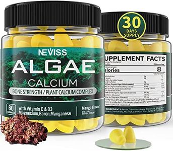 (2 Packs) Calcium Supplement 600 MG - Made with Natural Red Algae Plant-Based Calcium with Vitamin C, D3, Magnesium Boron and Manganese - Mango Flavor, 120 Counts