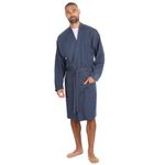 INSIGNIA Mens Dressing Gowns Lighweight Cotton Jersey Gowns Recycled Yarns (XXL, Deniem Emblem)