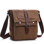 LOSMILE Shoulder Bag, Men's Messenger Bags, Vintage Military Canvas Bag for Work Travel and School.(Coffee)