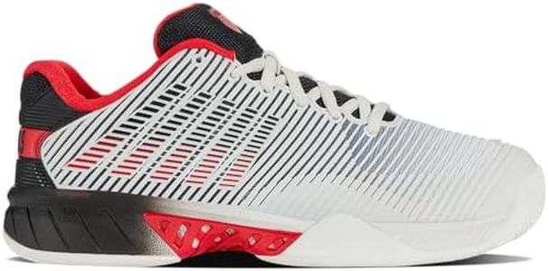 K-Swiss Men's Hypercourt Express 2 Tennis Shoe, Bright White/Stretch Limo/High Risk Red, 7 M