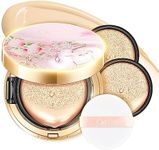 CATKIN Blossom BB Cream Air Cushion Foundation Buildable Coverage Moist Natural Sheer Finish Face Makeup with 2 Refills Beige (C01 Light Beige)