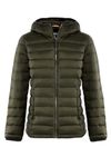 Orolay Women's Lightweight Packable Down Jacket Quilted Puffer Coat with Stand Collar Hooded Armygreen L