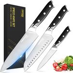 Topfeel Professional Chef Knife Set Sharp Knife, German High Carbon Stainless Steel Kitchen Knife Set 3 PCS-8" Chefs Knife &7" Santoku Knife&5" Utility Knife, Knives Set for Kitchen