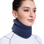 VELPEAU Neck Brace -Foam Cervical Collar - Soft Neck Support Relieves Pain & Pressure in Spine - Wraps Aligns Stabilizes Vertebrae - Can Be Used During Sleep (Comfort, Blue, Medium, 3″)