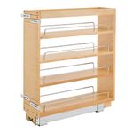 Rev-A-Shelf 6.5" Pullout Kitchen Cabinet Storage Organizer Slide Out Pantry Spice Rack with Adjustable Shelves for 6.5" W Cabinet Opening, 448-BC-6C