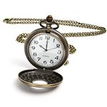 Vicloon Modern Pocket Watch, Quartz Pocket Watch with Chain, Vintage Quartz Pocket Watch Roman Numerals Stylish Pocket Watch for Birthday Anniversary Day Christmas Fathers Day (Bronze)