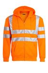 shelikes Mens Hi Vis Jacket Fleece Work Hoodie Zip Up High Viz Hooded Sweatshirt Safety Jackets