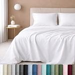 California Design Den 600 Thread Count 100% Cotton Sheets, Queen Size Sheet Set, Soft, Cooling, High Thread Count Sateen, 4-Pc Hotel-Quality Bedding with Deep Pocket Fitted & Flat Sheets - White
