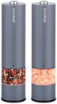 Innoteck Essentials Electric Salt and Pepper Mill Set - Battery-Operated Grey Pepper Mill with Light - One Touch Operation - Salt & Pepper Mills - Adjustable Coarseness - Ceramic Grinder