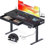 AODK Electric Standing Desk with Drawers, 55 Inch Height Adjustable Desk with Power Outlets, Sit Stand Table, Writing Computer Desk for Home, Office, Workstation, Black