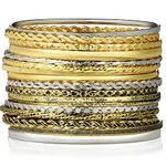 Yaomiao 16 Pcs Mixed Metal Aztec Bangle Bracelets for Women Indian Bracelet Bohemia Bracelet Gypsy Jewelry Gift(Silver, Gold, Bronze)