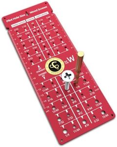 Drill Bit Gauge, Wood Screw Size Gauge & Pilot Hole Reference Chart for Hardwood & Softwood, 11 Common Screw Sizes (#2‑#14), 13 Standard Drill Bit Sizes, Premium Thick Metal Woodworking Measuring Tool