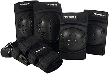 Retrospec Knee Pads, Elbow Pads & Wrist Guards for Men, Women & Kids - Protective Gear for Skateboarding, Roller Skate, Rollerblade, BMX & Scooter - Multi Sport Pad Set - Black - Adult (15+)