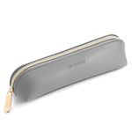 AROPANA Vegan Leather Pencil Case & Organizer - Portable Premium Zipper Pouch for School, Office, and Travel - Multi-Use Organizer for Stationery|Cosmetic|Makeup Brushes-21cm x 5cm - Grey