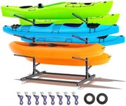 RDCMKL Freestanding Kayak Storage Rack for Outside, Heavy Duty Kayak Storage Hanger for Garage, Adjustable Kayak Stand Outdoor, Canoes, Surfboard & Paddleboard (6 Levels)