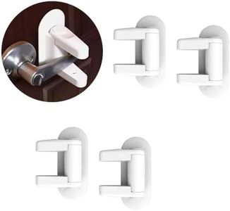 4 Pack Door Lever Lock Child Proof-White Door Locks Design for Kids Safety-Child Proof Doors & Handles 3M Adhesive (No Drilling) and Perfect for Door,Cabinet,Windows,Child-Proof & Pet-Proof