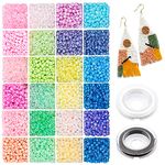 Yholin Glass Seed Beads for Jewellery Making Kit, 4mm Bracelet Beads Kit, 1920pcs 6/0 Small Beads Pony Beads Glass Beads for DIY Bracelet Necklaces Earrings and Crafting, with Elastic String