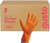 GUSTO [Case of 1000 8 Mil Disposable Orange Nitrile Gloves HEAVY DUTY, Industrial, Diamond Texture - Large (Formerly Comfy Package)