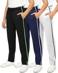Real Essentials 3 Pack: Boys' Mesh Open Bottom Active Sweatpants with Pockets & Drawstring -Set 6,S(8)