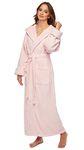 Arus Women's Ankle Length Hooded Zero Twist Soft Turkish Cotton Bathrobe X-Large Pink