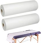 GEN'CBÉAUTY Disposable Massage Table Sheets Roll for Massage SPA Tattoo Lashes Wax Table 31.5*70.9 Inches 50 Sheets White Non-Woven, Pre-Cutted, Extra Thick, Hygiene with Face Hole Sheets (2 Rolls)