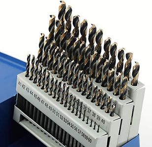 COMOWARE Number Size Drill Bit Set 60pcs- Jobber Length Drill Bits, Wire Gauge 1 to 60, Black and Gold Finish, 118° Split Point, High Speed Steel with Metal Indexed Storage Case