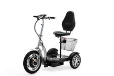 VELECO ZT16-3 Wheeled Mobility Device - Easy to manouver - Big Wheels - Removable Shopping Basket - Small Turning Circle (Silver)