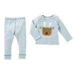 Mud Pie Reindeer Pocket Set of 2, 9-12 Months, Gray