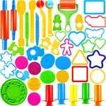 JOYIN 44 Pieces Play Dough Accessories Set for Kids, Playdough Tools with Various Plastic Molds, Rolling Pins, Cutters for Toddlers Girls Boys