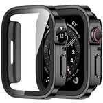 Amizee 2 Pack Compatible with Apple Watch Case 44mm Series 6/5/4/SE with Built-in Screen Protector, Hard PC Straight Edge Ultra Thin Anti-Scratch Protective Cover for iWatch 44mm (Black)