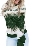 LookbookStore Women Ugly Christmas Tree Reindeer Holiday Knit Sweater Pullover Green