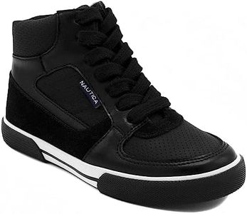 Nautica Kids Horizon Sneaker-Lace Up Fashion Shoe- Boot Like High Top-Horizon-Black-3